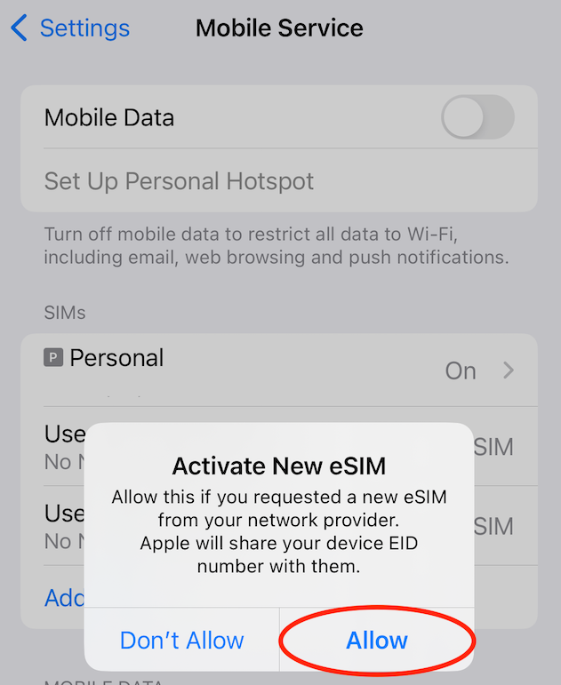esim para ios
