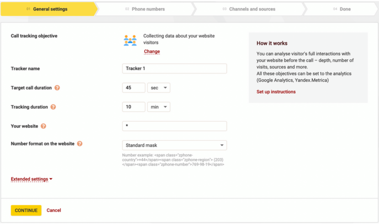 Data collection call tracking Megacall