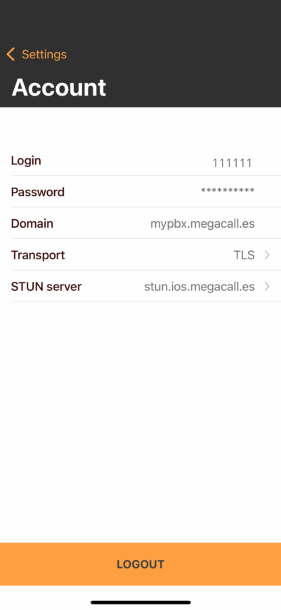 Megacall app account
