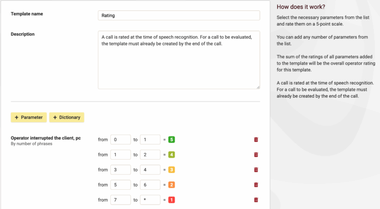 Speech analytics Megacall