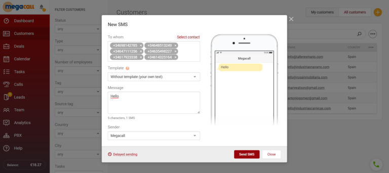 SMS Megacall CRM