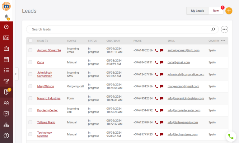 Leads Megacall CRM