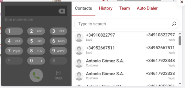 Call widget