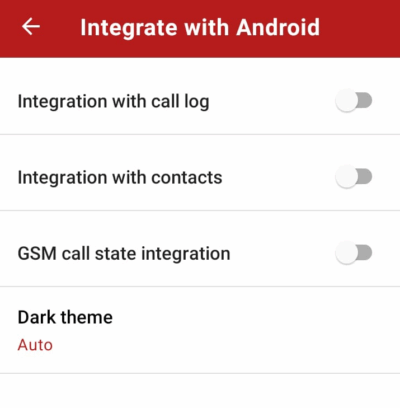 Integration with phonebook