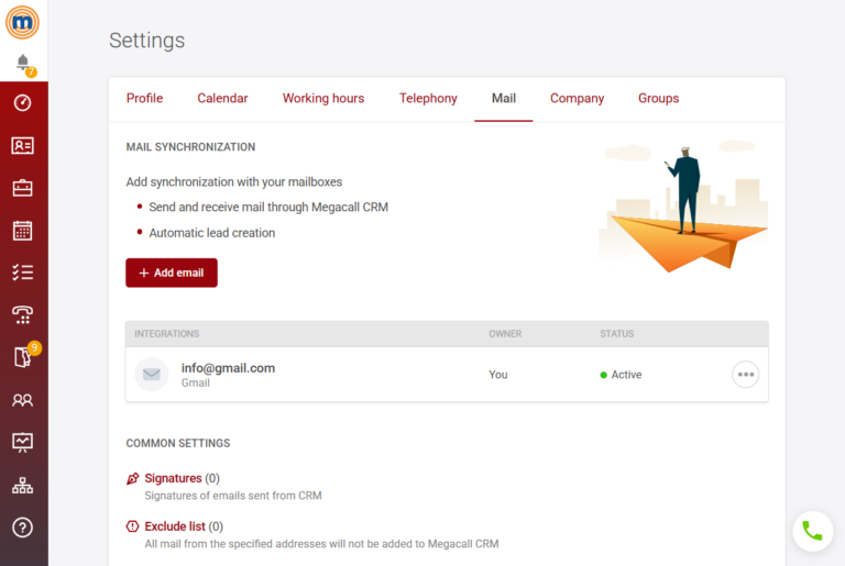 Mailing Megacall CRM