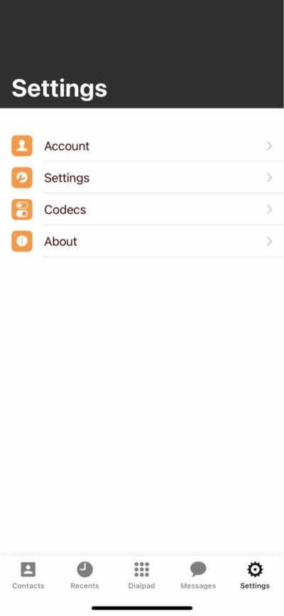 Megacall app settings