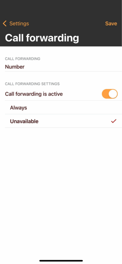 Call fowarding Megacall app for iOS