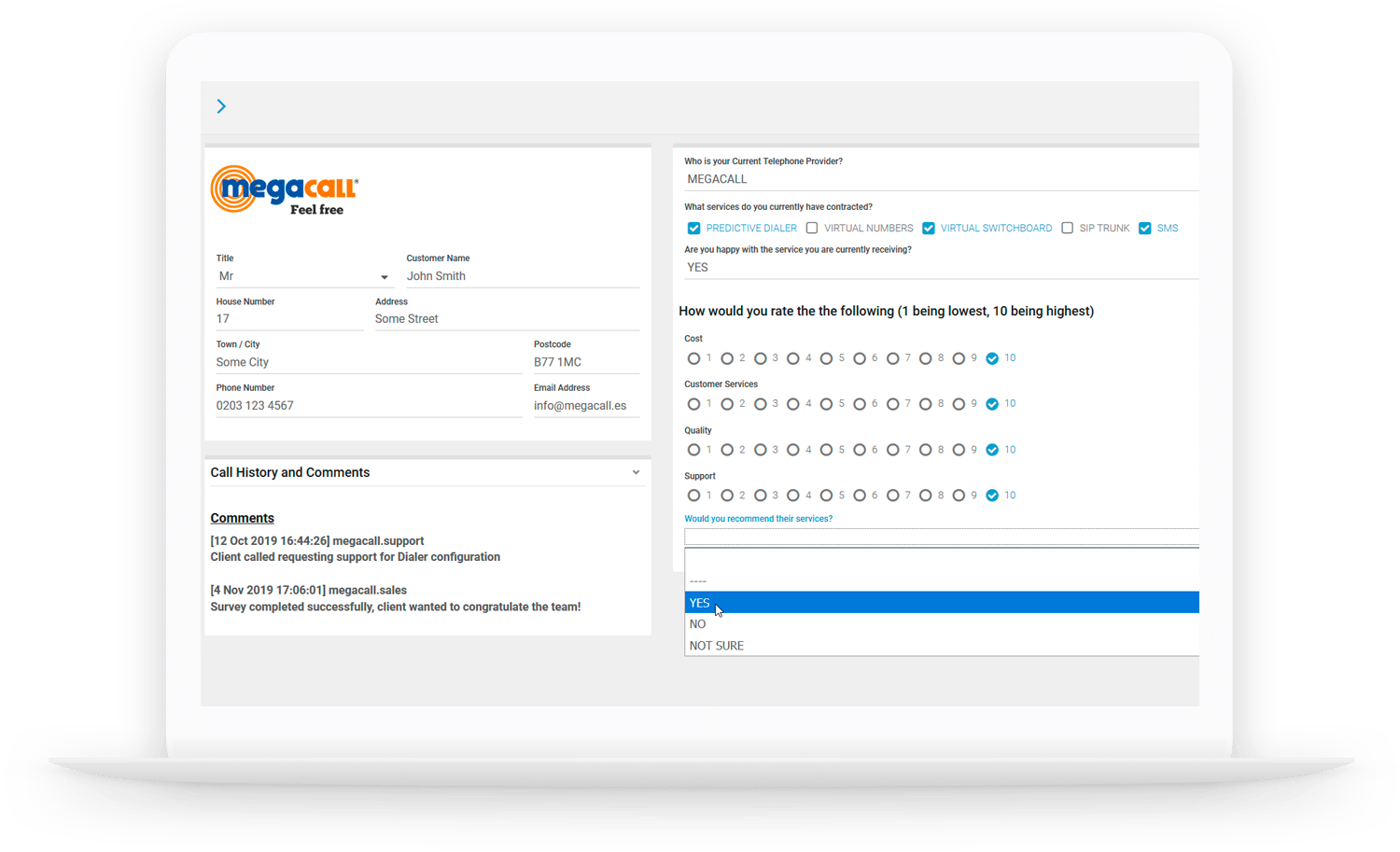 questionaries megadialer
